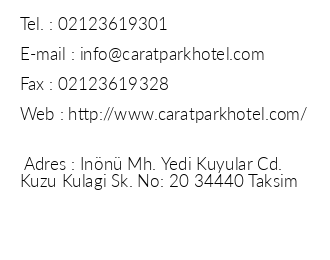 Carat Park Hotel iletiim bilgileri